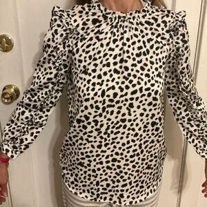 Jcrew black and white print blouse